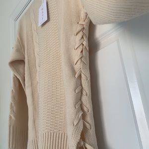 WAYF DANI WOMENS RIBBED KNIT SIDE LACE UP PULLOVER SWEATER NWT